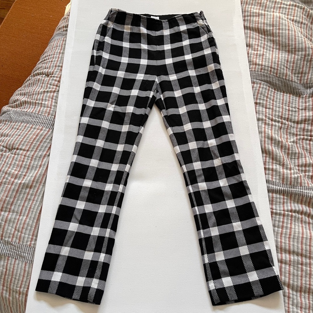 Gap black and white plaid flare pants work trousers size 00